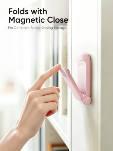 MAMUVIMO Headphone Stand, 2 Pack Headset Stand Foldable＆Sticky, Headphone Holder Hook Mount with Non-Slip Silicone, Adhesive Earphone Desk Hanger Clip Space-Saving for Airpods Max, All Earphones-Pink - color: Pink, size: 2 Pack