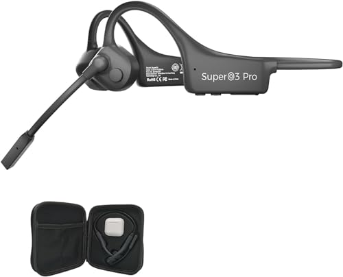 Open Ear Bone Conduction Headphones with mic - Bluetooth Headset Waterproof Bone Conducting Earphones, Headphones Wireless Earbuds Set, with QCC Chip, CVC8.0 Noise-canceling - color: Black Set