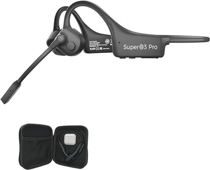 Open Ear Bone Conduction Headphones with mic - Bluetooth Headset Waterproof Bone Conducting Earphones, Headphones Wireless Earbuds Set, with QCC Chip, CVC8.0 Noise-canceling - color: Black Set