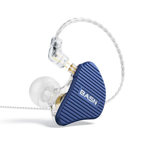 BASN Mix-PD in Ear Monitor,Planar Driver+Dynamic Driver 2-Pin Cable,Blue | Two Mixed Drivers IEM with CNC Crafted Metal Cover, Wired Detachable 0.78mm 2-Pin Silver Plated OFC Cable for Musicians - color: Blue