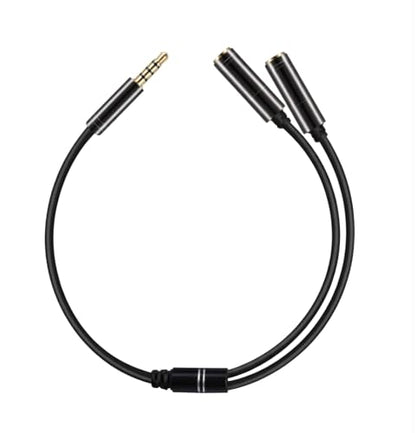 D & K Exclusives Headphone Splitter Adapter, 3.5mm Male to Dual Female Mic & Audio Y Cable, AUX Jack for Headset Complatible with Laptop, PC, PS4/5, Smartphone – Gold-Plated