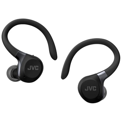 JVC Fitness Series HAEC75TB True Wireless Sport Earbuds, Black | Adjustable Hooks, Active Noise Cancelling, Ambient Sound Mode, IP57 Waterproof, 40hr Long Battery Life - color: Black
