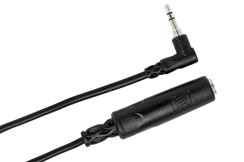 Hosa MHE-100.5 Headphone Adaptor, 1/4 Inch TRS to Right-angle 3.5 mm, 6 Inches - size: 0