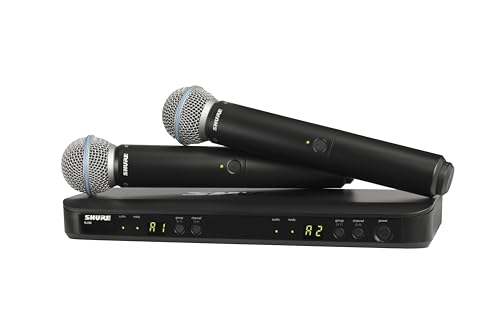 Shure BLX288/B58 Dual-Channel Wireless Audio System H11 Band (572–596 MHz) – BLX88 Receiver, (2) BLX2 Transmitters with Beta 58A Mic, Up to 14 Hr Battery, 300 ft Range | BLX88 Receiver, (2) BLX2 Transmitters with Beta 58A Mic, Up to 14 Hr Battery, 300 ft