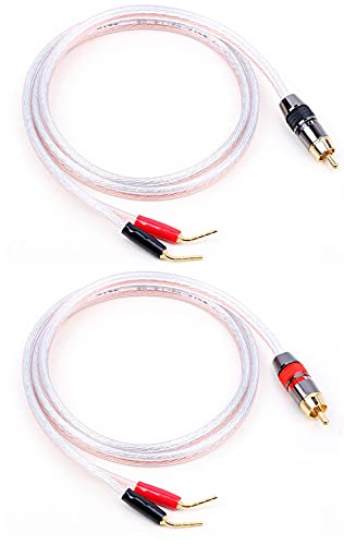 2 Pack Pin Type Plug to RCA Male Plug 14 AWG Speaker Cable，Audiophile 14 AWG OFC Speaker Wire (2M(6.6FT), 2 pin to RCA Male) - size: 2M(6.6FT), style: 2 pin to rca male