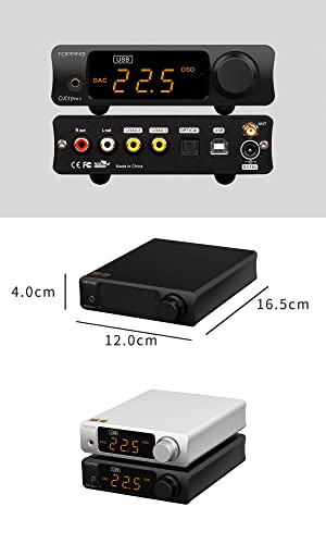 Topping DX3pro+ LDAC Headphone Amplifier - ES9038Q2M XU208 NFCA Bluetooth5.0 Audio Decoder USB/Opt/Coax DAC AMP Pre Amplifier with Remote Control (Sliver) - color: Sliver-02