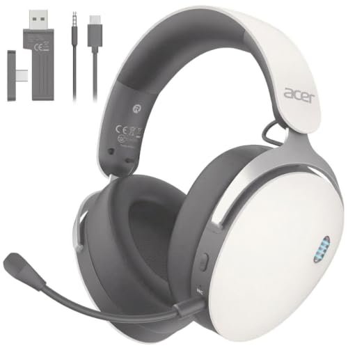 Acer Gaming Headset with Aluminum Frame for PS5, PS4, Switch - WhiteBlack