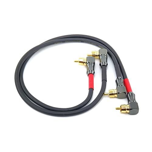 WJSTN-061 Right Angle RCA to Right Angle RCA Cable Male-to-Male RCA Audio Cable 2Pack (2FT) - size: 2FT