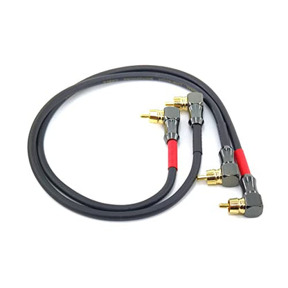 WJSTN-061 Right Angle RCA to Right Angle RCA Cable Male-to-Male RCA Audio Cable 2Pack (2FT) - size: 2FT