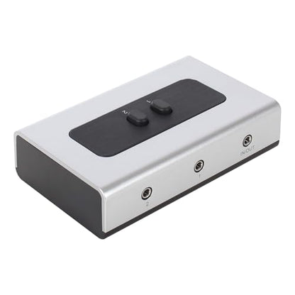 NETMATE 3-Port 3.5mm Stereo Audio Switch, 3.5mm+RCA Audio Switcher 2 Input 1 Output/Audio Splitter Bidirectional Audio Switch with Volume Control Switch Knob for Speaker Headphone