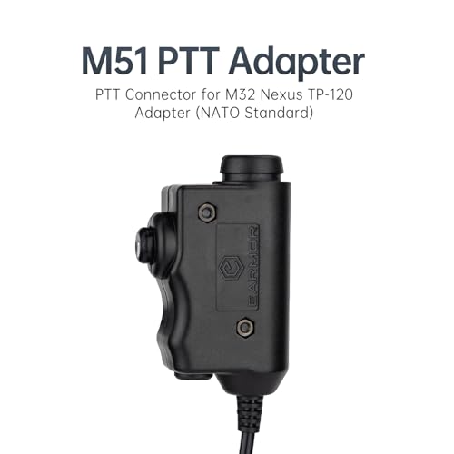 EARMOR M51 PTT Adapter for Baofeng Kenwood 2-Pin Push to Talk Radio Adapter | Fit for Earmor M32 Plus, M32X Plus Tactical Headsets, Wouxun, Retevis, Quansheng, TYT two-way radios Walkie Talkie, Black