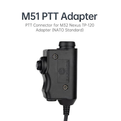 EARMOR M51 PTT Adapter for Baofeng Kenwood 2-Pin Push to Talk Radio Adapter | Fit for Earmor M32 Plus, M32X Plus Tactical Headsets, Wouxun, Retevis, Quansheng, TYT two-way radios Walkie Talkie, Black