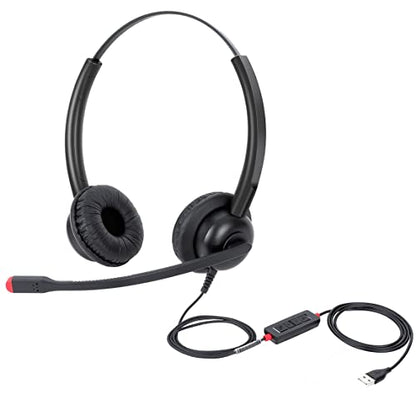 USB Headset with Mic for PC Computer Laptop Headphones with Noise Cancelling Microphone in-line Control for Home Office Online Class Teams Zoom - size: H360B