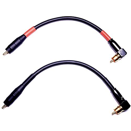 CNCESS CESS-167-6i RCA Right Angle to Straight Type Male to Male Preamp Jumpers Patch Cable, 2 Pack (6 Inches) - size: 6 Inches
