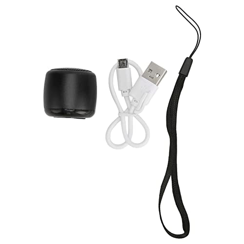 Mini BT Speaker, Portable Wireless with Heavy Subwoofer | Aluminum Alloy Body, USB Rechargeable, Built-in 200mAh Battery, with Lanyard for Outdoor Travel - color: Black