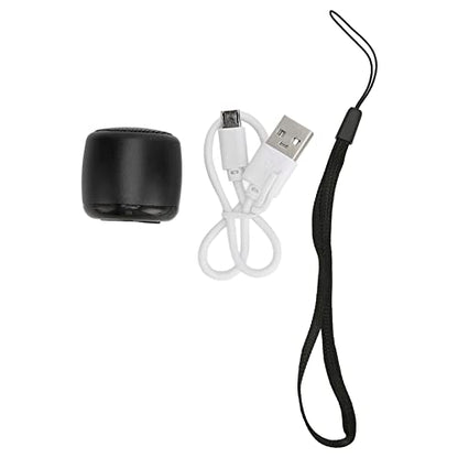 Mini BT Speaker, Portable Wireless with Heavy Subwoofer | Aluminum Alloy Body, USB Rechargeable, Built-in 200mAh Battery, with Lanyard for Outdoor Travel - color: Black