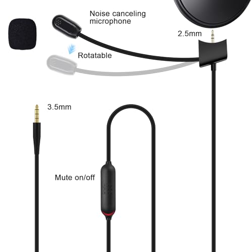 QC35 II Microphone Replacement Compatible with Bose QuietComfort 35 II QC35 II Quiet Comfort 35 QC35 Headphones, Boom Gaming Mic with Mute Switch for PS4, PS5, Xbox One Controller, PC
