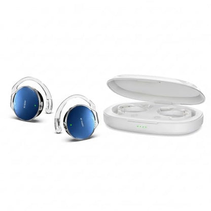 Open Ear Headphones Wireless, 52Hrs Playtime, with Hook Bluetooth Headset - color: White Blue
