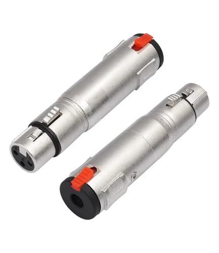 2Pack Lockable 1/4 TRS Female to 3Pin XLR Female Audio Adapter, Balance 6.35mm to XLR Adapter Suitable for Microphones, Mixing Consoles, and Power amplifiers - color: silver