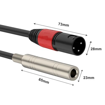 1/4“(6.35 mm) Female to XLR Male 3-Pin Socket Audio Cord, 6.6 Foot, 2 Packs, 6.35mm TRS/TS to XLR Jack Male Adapter, High-Purity 4N OFC Conductors, for Audio Electronic Devices - size: 6.6 foot, style: 1/4 female to XLR male