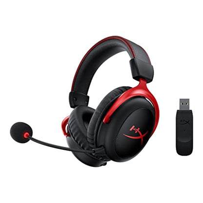 HyperX Cloud II Wireless - PC, PS5, PS4용 게이밍 헤드셋, 최대 30시간 지속되는 배터리, DTS 헤드폰: X 공간 오디오, 메모리 폼, 마이크 모니터링 기능이 있는 탈착식 노이즈 캔슬링 마이크 - size: Wireless, style: 무선