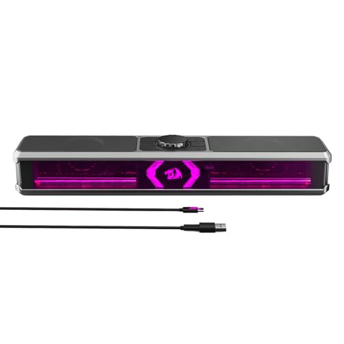 Redragon Computer Speakers, PC Speakers Stereo Desktop Sound-bar for Computer, Desktop, Laptop, Monitor, PC, Pad, Cellphone, Bluetooth & USB Input, GS524