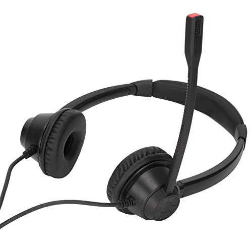 Sanpyl Telephone Headset with Microphone Noise Canceling, Wired Binaural Headsets with 2.5mm Plug and Volume Control, Corded Headphones with Mic for Call Center, Business