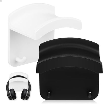 2pcs Gaming Headphone Holder Wall Mounted Headset Wall Stand with Dual Hooks and Self-Adhesive Abs Design for Gaming Room the Desk Storage