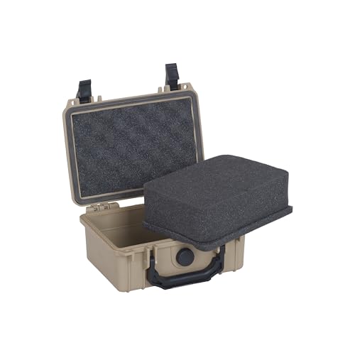 MEIJIA IP67 waterproof hard compact case,Customizable Fit Foam,8.12”x6.56”x 3.56”,Fit Use of Drones, Cameras,Equipments,lens (Desert Tan) - color: Desert Tan, size: 8.12 x 6.56 x 3.56 inches