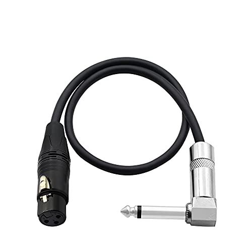 Right Angle 6.35mm Mono to XLR 3 Pin Cable,90 Degree 1/4 Male to XLR Female Interconnect Cable for Soundbox, Microphone, Power Amplifier Etc(50cm)