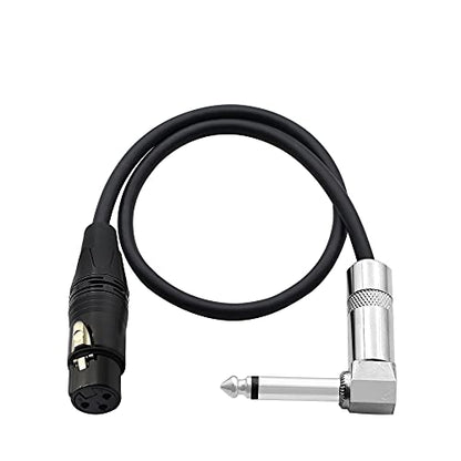 Right Angle 6.35mm Mono to XLR 3 Pin Cable,90 Degree 1/4 Male to XLR Female Interconnect Cable for Soundbox, Microphone, Power Amplifier Etc(50cm)