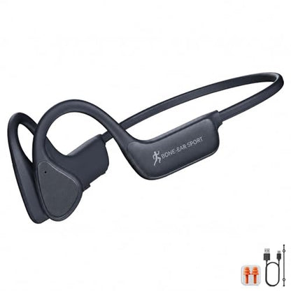 Bone Conduction Headphones, Bluetooth 5.4 Open-Ear Sports Headphones | Wireless with Mic, 12H Playtime, IPX6 Sweatproof, Secure Fit for Running, Cycling and Workouts (Black) - color: Black