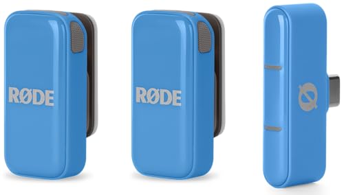 RØDE Wireless Micro - Compact Wireless Microphone, Two Mics with Charge Case for Smartphone Content Creation - USB-C, Blue | Two Mics with Charge Case for Smartphone Content Creation, USB-C, Blue - color: USB-C Blue