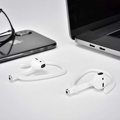 Ear Hooks for Apple AirPods Pro 2/1 & AirPod 4-1, White | Comfortable to wear, Anti Slip Sports Hooks, Easy Install and Take off, Compatible with all AirPods Model (Except Pro 3) - color: White