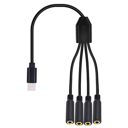 Poyiccot USB C to 3.5mm Splitter Cable, 4-in-1 USB Type C to 3.5mm TRS Multi Audio Headphone Stereo Cable Compatible with Headphone,Galaxy, MacBook, 30cm/1ft - style: 1 to 4 ways