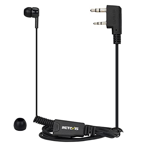 Retevis Walkie Talkie Earpiece with Mic, for RT22/RT68/RT21/H777/RT68H | Coil Tube, 2 Pin, Compatible with Baofeng UV-5R, Kenwood, Pxton 2 Way Radio, Security Two Way Radio Headset(1 Pack)