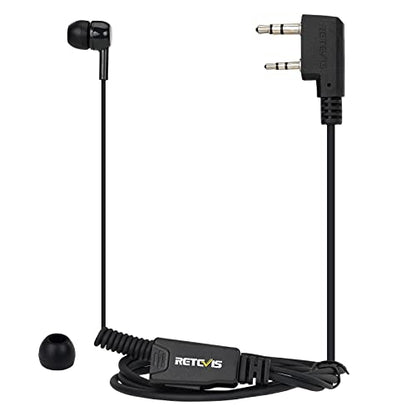 Retevis Walkie Talkie Earpiece with Mic, for RT22/RT68/RT21/H777/RT68H | Coil Tube, 2 Pin, Compatible with Baofeng UV-5R, Kenwood, Pxton 2 Way Radio, Security Two Way Radio Headset(1 Pack)