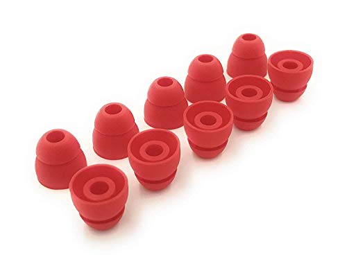 5 Pairs of Double Flange Replacement Earbud Tips fit Powerbeats, LG, Symphonized, iFrogz, Mpow, Skullcandy, Panasonic Headphones (Red) - color: Red