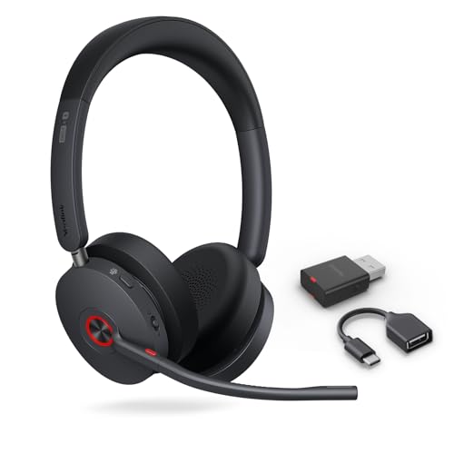 Yealink WH68 Hybrid Wireless Headset with Noise Cancelling Mic for Office | ANC Headphones,DECT and Bluetooth Dual-Connect,Teams Certified,6 Mics,492ft Range,32H Call Time,PC/Laptop/Desktop/Work/Zoom