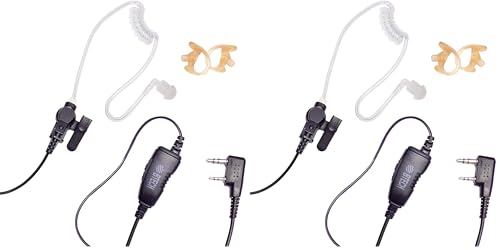 BTECH QHM07 Platinum Series Noise-Cancelling Earpiece with in-line PTT & Microphone for K1 Radios Like BaoFeng, Kenwood Radios (Includes Earmolds and Earbud, 2 Pack) - size: Single (Pack of 2), style: QHM07 Surveillance Earpiece