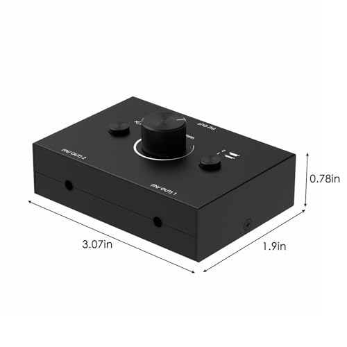 Dingsun 3.5mm Audio Switch, Stereo Audio Selector Box Passive Speaker Headphone Manual Selector with Volume Control (1 in-2 Out/ 2 in-1 Out) - style: 3.5mm audio switch