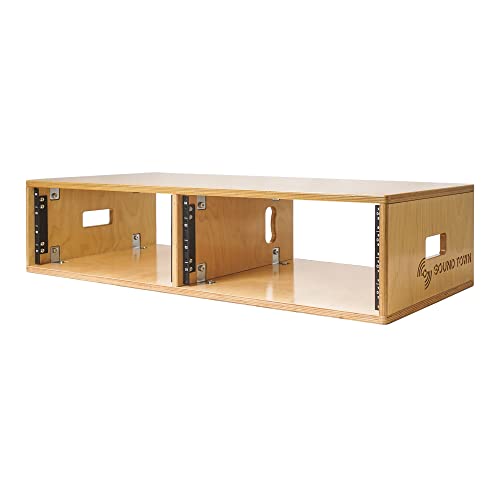 Sound Town DIY 2 x 4U Studio Rack with Baltic Birch Plywood, Golden Oak for Recording Room, Home Studio (SDRK-D4) - size: 2 x 4U, Golden Oak