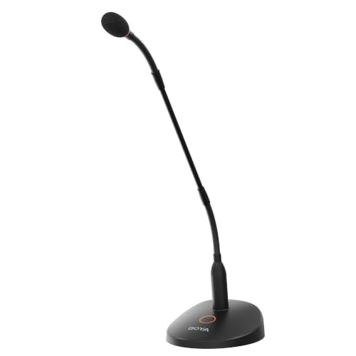 BOYA BY-GM18CB Desktop Gooseneck Condenser Microphone with Base for Lecture | 18" Podium Microphones with LED Indicator, XLR Mic for Meetings Video Conferences Streaming - size: GM18CB