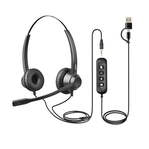 X1D ENC Dual Ear Call Center Headset with USB-C/A & 3.5mm - Environmental Noise Cancelling Mic - PC Laptop Phone, Zoom Teams, All-Day Comfort