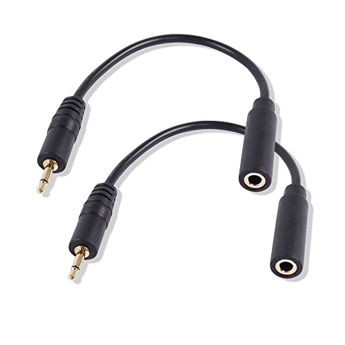 2.5mm to 3.5mm Short Cable，2 Pack 2.5mm Mono Plug to 3.5mm Mono Jack Adapter Audio Cable for Smartphone Headphone etc(16cm