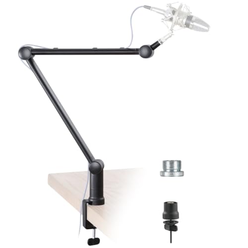 Desky Adjustable Microphone Boom Arm - Low Profile Mic Arm Desk Mount -