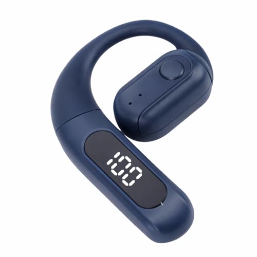Yoidesu Single Ear Bluetooth Headset for Phone Calls with Display, Ear Piece Bluetooth Phone with 180 Rotatable Hook and Replaceable Battery for Daily Use (Blue) - color: Blue