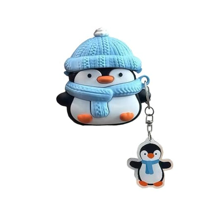 Wireless Charging Earphone Case Compatible with Airpods Pro/Pro2, Cute Christmas Animal Hat Penguin Design Soft Silicone Full Body Protective Skin Cover, Kids Girls Women Cartoon Earbuds Accessories - color: Winter Penguin, size: Airpods Pro/Pro2