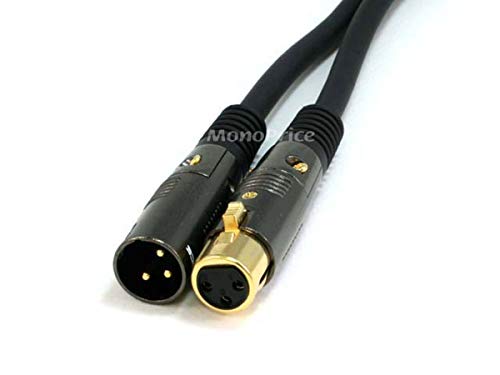 Monoprice Premier Series XLR Male to XLR Female - 35ft - Black - Gold Plated 16AWG Copper Wire Conductors Microphone & Interconnect - size: 35ft, style: Premier Series