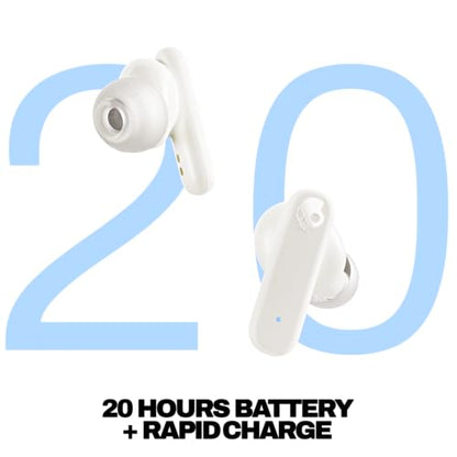 Skullcandy Smokin’ Buds Wireless Noise Isolating Earbuds - Bone | In-Ear Fit, Bluetooth, 20 Hours Battery, IPX4 Sweat and Water Resistant, Microphone for iPhone Android, Commuting, Studying - color: Bone